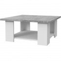 PILVI Table basse - Blanc et béton gris clair - L 67 x P 67 x H 31 cm