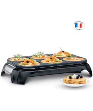 TEFAL PY558813 Crep'Party, Appareil a crepes 6 empreintes, Antiadhésif, Thermo-Spot, 6 spatules + 1 louche, Fabriqué en France