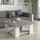 PILVI Table basse - Blanc et béton gris clair - L 67 x P 67 x H 31 cm