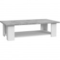 PILVI Table basse rectangulaire - Blanc et béton gris clair - L 110 x P 60 x H 31 cm