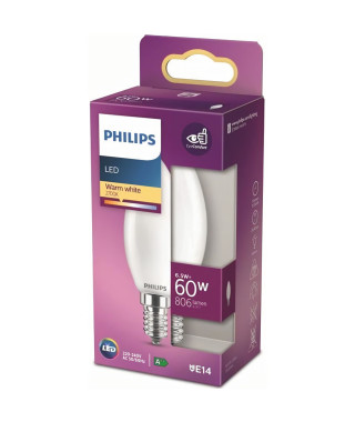 Ampoule LED PHILIPS Non dimmable - E14 - 60W - Blanc Chaud