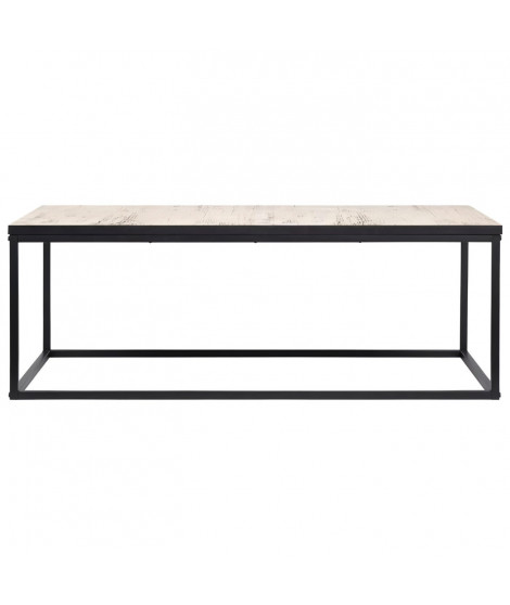 Table basse rectangulaire - effet vintage vielli - pieds métal noir - 120 x 60 x 43 cm - RALF