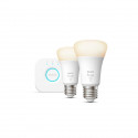 PHILIPS Hue White - Kit de démarrage ampoule LED connectée - 9,5W - E27 - Pack de 2