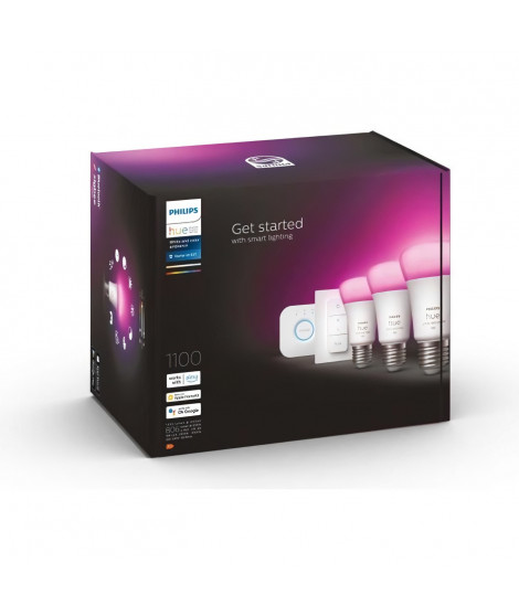 PHILIPS Hue White & Color Ambiance - Kit de démarrage E27 x3 et télécommande Hue