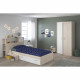 CHARLEMAGNE Chambre enfant complete - Tete de lit + lit + armoire - Style contemporain - Décor acacia clair et blanc