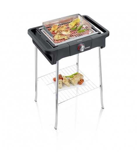 SEVERIN PG8124 Barbecue sur pieds 2500W Style Evo S - 0° a 350° en 10mn - Bac a eau réducteur de fumée et d'odeurs - Pare-ven…