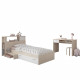 CHARLEMAGNE Chambre enfant complete Tete de lit + lit + bureau - Style contemporain - Décor acacia clair et blanc