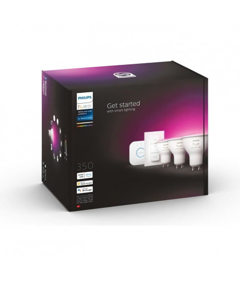 PHILIPS White & Color Ambiance Kit de démarrage ampoule LED connectée GU10 - Pack de 3