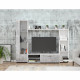 PILVI  Meuble TV - Blanc mat et béton gris clair - L 220,4 x P41,3 x H177,5 cm
