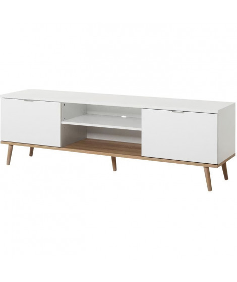 GÖTEBORG Meuble TV scandinave blanc - L 160 cm