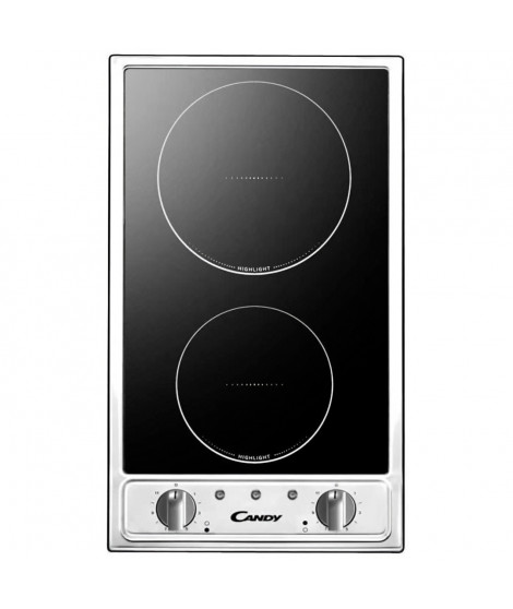 CANDY CTV200 Plaque de cuisson Domino Vitrocéramique - 2 zones - 2900W - L29 x P51cm - Revetement verre - Noir