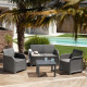 ALLIBERT by KETER - Salon de jardin SanRemo 4 places et table basse - imitation rotin tressé - gris