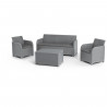 ALLIBERT by KETER - Salon de jardin SanRemo Storage 5 places - table basse coffre range-coussins - imitation rotin tressé - gris