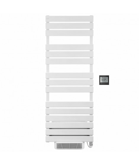 Radiateur Seche-serviettes avec soufflerie 1000W + 1000W OCEANIC Opal - Thermostat déporté - Blanc - NF