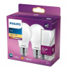 Philips ampoule LED Equivalent60W E27 Blanc chaud non dimmable, verre, lot de 2