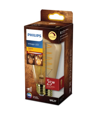 PHILIPS Ampoule LED Edison E27 - 25W Blanc Chaud Ambré - Compatible Variateur - Verre