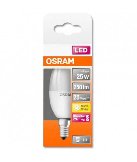 OSRAM Ampoule LED STAR+ Flamme RGBW dép radiateur variable - 4,5W équivalent 25 E14 - Blanc chaud