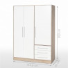 JUPITER Armoire de chambre style contemporain en bois aggloméré chene et blanc - L 144,6 cm