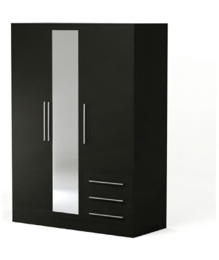 JUPITER Armoire de chambre style contemporain en bois aggloméré noir - L 144,6 cm