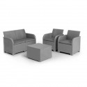 ALLIBERT by KETER - Salon de jardin SanRemo Storage 4 places - table basse coffre range-coussins - imitation rotin tressé - gris