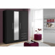 JUPITER Armoire de chambre style contemporain en bois aggloméré noir - L 144,6 cm