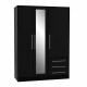 JUPITER Armoire de chambre style contemporain en bois aggloméré noir - L 144,6 cm