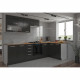 LASSEN Cuisine complete d'angle 240x165 cm avec plan de travail - Gris Matera