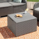 ALLIBERT by KETER - Salon de jardin SanRemo Storage 4 places - table basse coffre range-coussins - imitation rotin tressé - gris