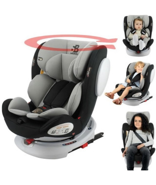 SAFETY BABY - Siege auto isofix Seaty groupe 0/1/2/3 (0-36kg) pivotant a 360° - Dos a la route 0-13 Kg - noir