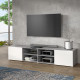 PILVI Meuble TV - Blanc et béton gris clair - L 185 x P 42 x H 31 cm