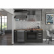 LASSEN Cuisine complete L 180 cm avec meuble four et plans de travail - Gris Matera