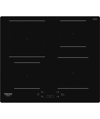 Table de cuisson induction - HOTPOINT - 4 foyers - L60 cm - HQ5660SNE - 7200 W - Revetement verre noir