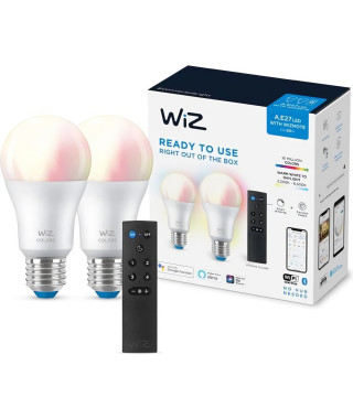 Pack de découverte WiZ 2 ampoules connectées couleur E27 60W + Télécommande nomade variateur de lumiere