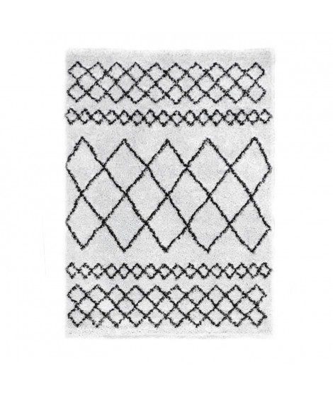 NAZAR Tapis de salon Shaggy ASM200BLA150220 - 150 x 220 cm - Blanc
