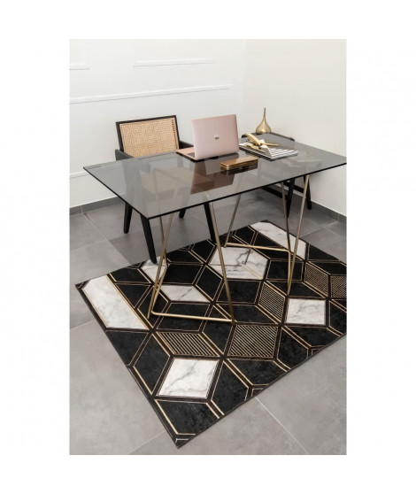 NAZAR Tapis Stampa 2201 marbre 120 x 160 cm - Noir