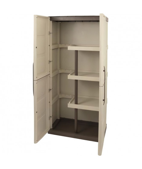 TOOD Armoire de rangement haute en résine 3 tablettes avec porte balai