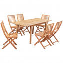 Ensemble repas de jardin 4-6 personnes - Eucalyptus FSC - Table extensible  120 - 180 x 80 cm + 6 chaises pliantes