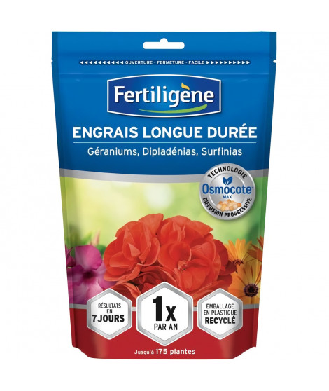 FERTILIGeNE - Engrais Longue durée Osmocote max Géraniums, Dipladénias, Surfinias 700g