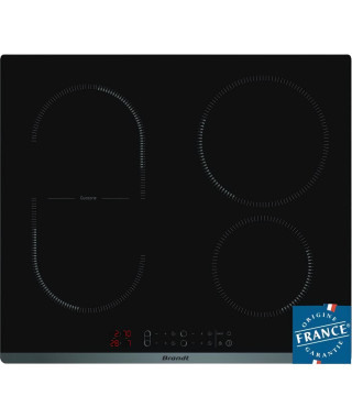 Table de cuisson induction BRANDT - 4 zones - L 58 x P51 cm - 3600 W -  Revetement verre - Noir - CPI6400B