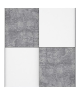 ULOS  Armoire 2 portes coulissantes - Décor béton gris clair et blanc - L 170.3 cm