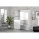 ULOS  Armoire 2 portes coulissantes - Décor béton gris clair et blanc - L 170.3 cm