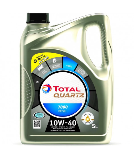 TOTAL Quartz 7000 Diesel 10W40 - Huile moteur - 5 L