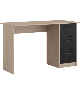 PARISOT Bureau droit 3 tiroirs - Décor chene Brooklyn - L 121,4 x P 55 x H 74.5 cm - ESSENTIELLE