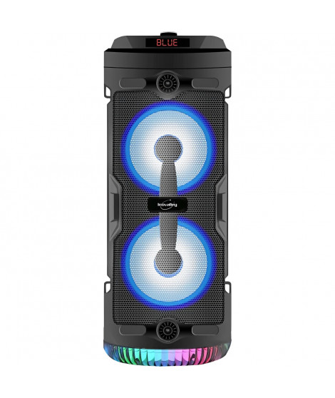 INOVALLEY KA03-N - Enceinte lumineuse Bluetooth - 400 W - Fonction karaoké - Lumieres LED colorées - Port USB