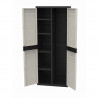 TITANIUM PLASTIKEN Armoire 2 portes avec étageres et penderie l70 x p44 x h176 cm Beige et Noire Gamme TITANIUM Intérieur/Ext…