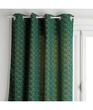 Rideau jacquard Chenille - 140 x 260 cm - Vert