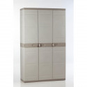 TITANIUM PLASTIKEN Armoire 3 portes avec étageres + penderie l105 x p44 x h176 cm Beige et Taupe Gamme TITANIUM  Intérieur/Ex…