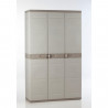 TITANIUM PLASTIKEN Armoire 3 portes avec étageres + penderie l105 x p44 x h176 cm Beige et Taupe Gamme TITANIUM  Intérieur/Ex…