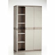 TITANIUM PLASTIKEN Armoire 3 portes avec étageres + penderie l105 x p44 x h176 cm Beige et Taupe Gamme TITANIUM  Intérieur/Ex…