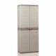 TITANIUM PLASTIKEN Armoire 2 portes avec étageres et penderie l70 x p44 x h176 cm Beige et Taupe Gamme TITANIUM Intérieur/Ext…